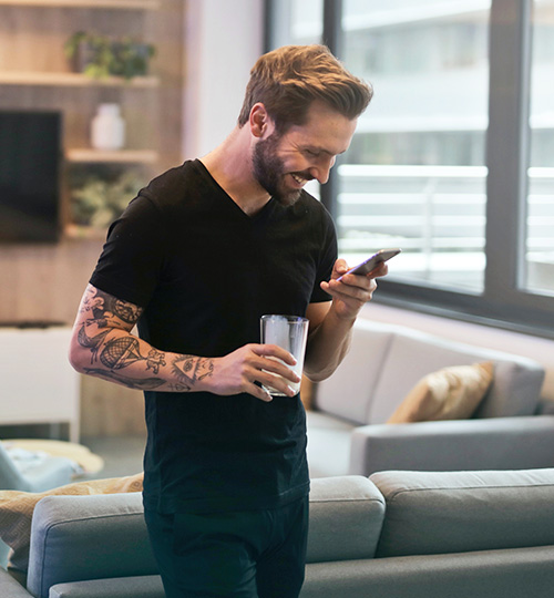 Male holding phone