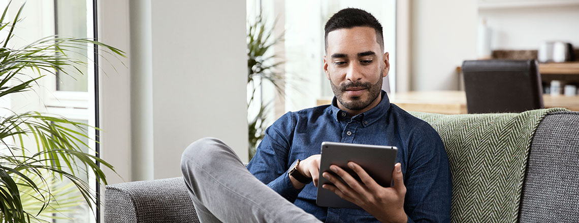 Man using a tablet