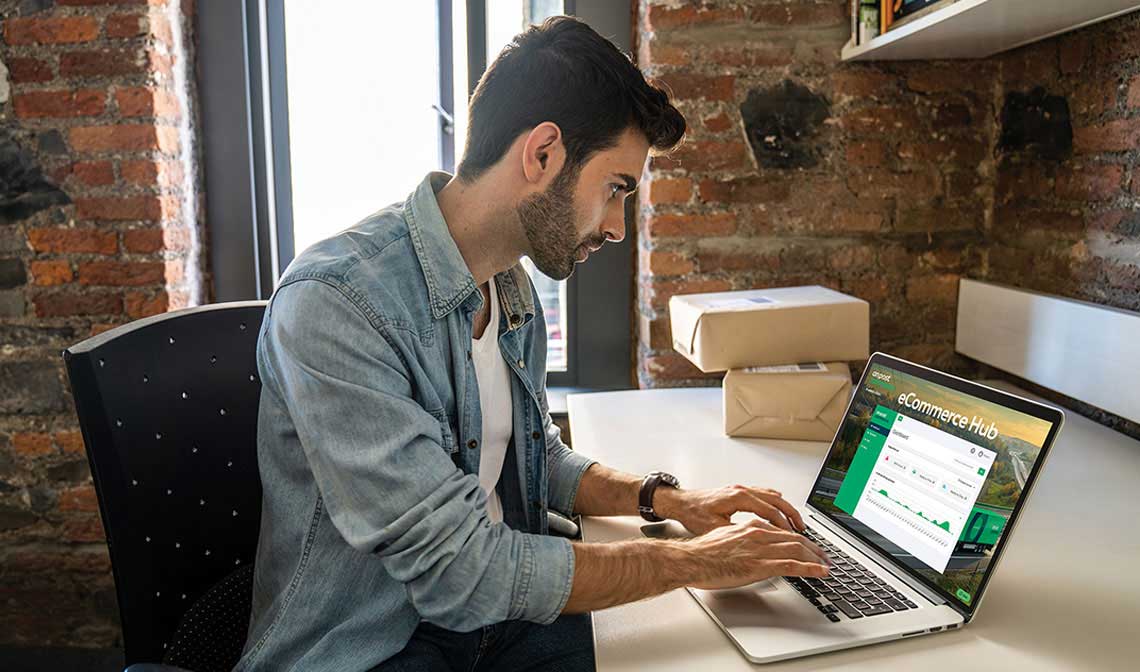 ecommerce website owner looking at his computer