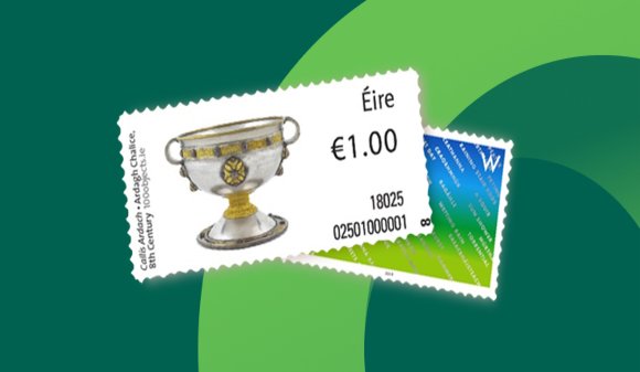 €1 Irish stamp with 8th century artefact 