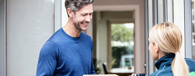 Man receiving a package 