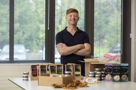 Paul O'Conner presenting his seaweed products