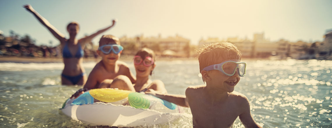 Children playing whilst on their holidays