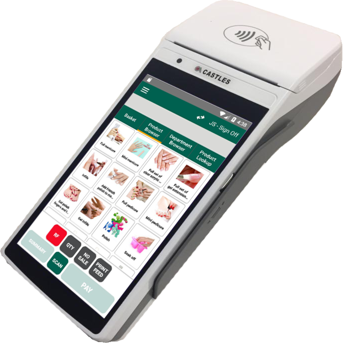 Castle card payment terminal with integrated EPOS